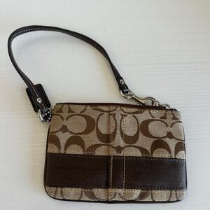Vintage coach wristlet small brown and tan